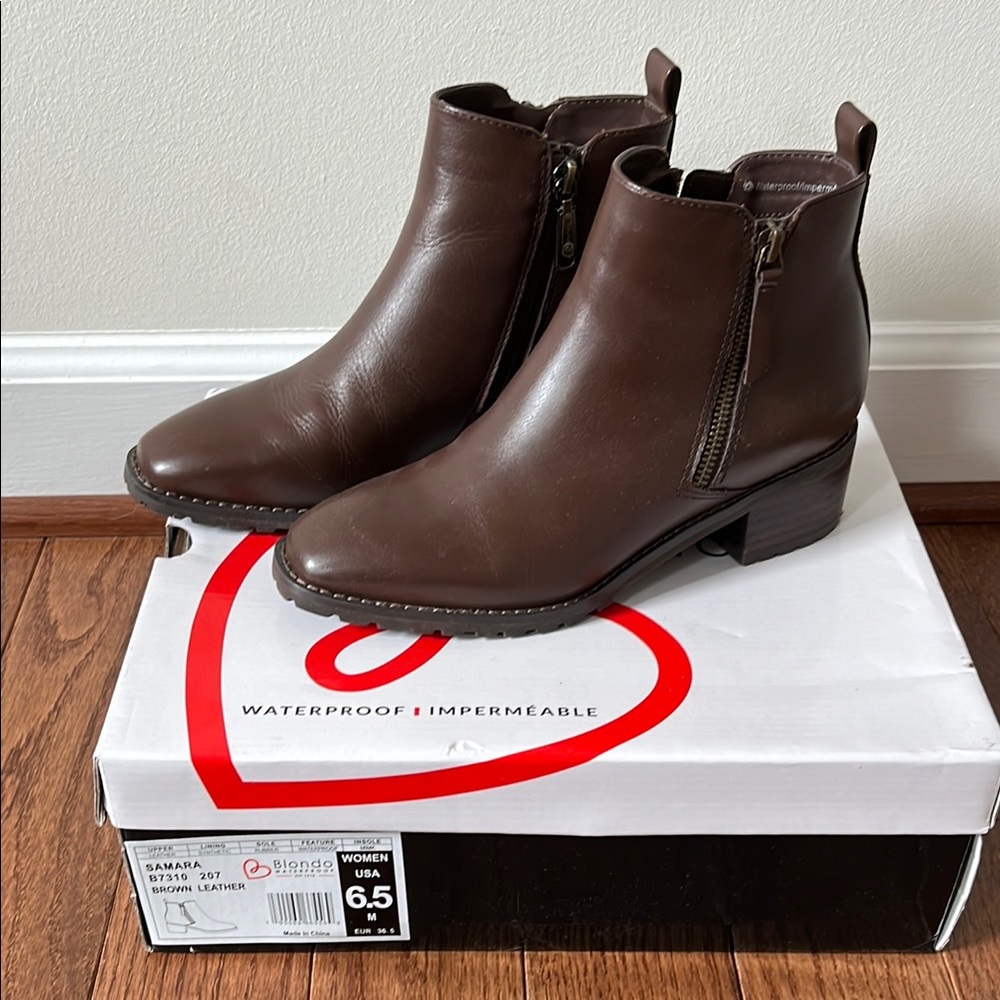 Brown Leather Ankle Boots - waterproof